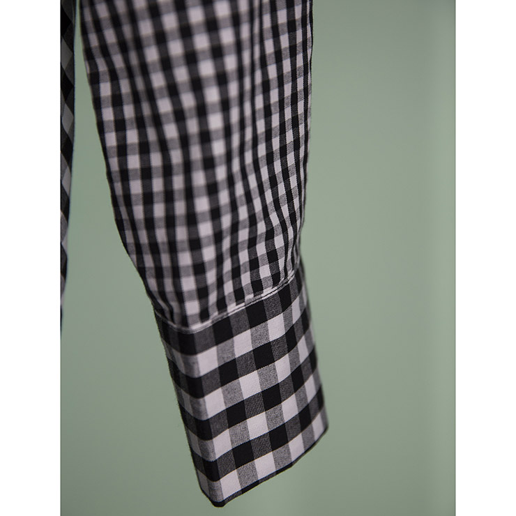 Long Sleeve Dress, Color Block Plaid Dress, Falbala Ruffled Dress, Patchwork Dress, A-Line Dresses for Women, Round Collar Dress, Asymmetric Dress, Casual Dress for Women, #N15308