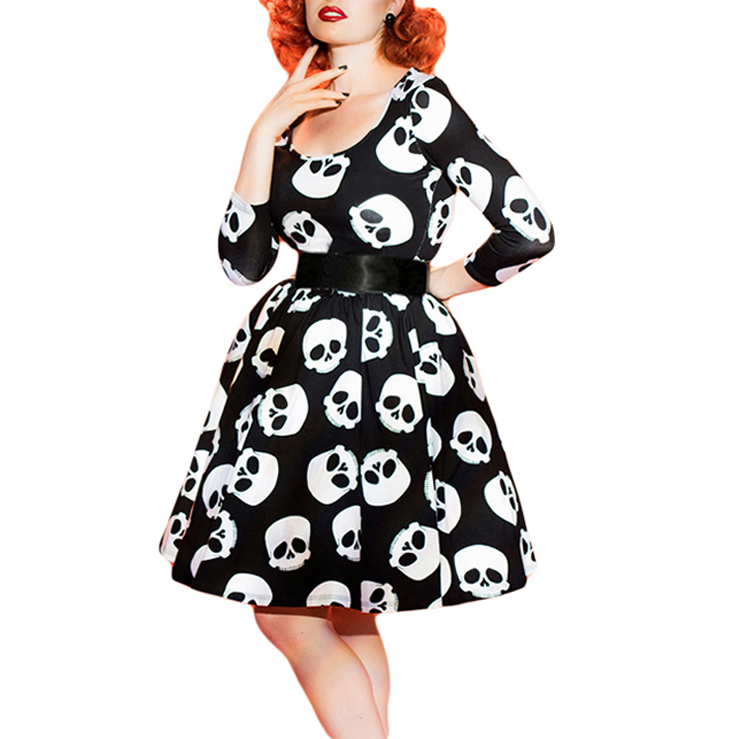 skull swing dress