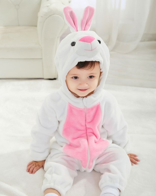 White Rabbit Romper Jumpsuit Baby, Halloween Rabbit Costume Baby, Baby Rabbit Climbing Clothes, #N6274