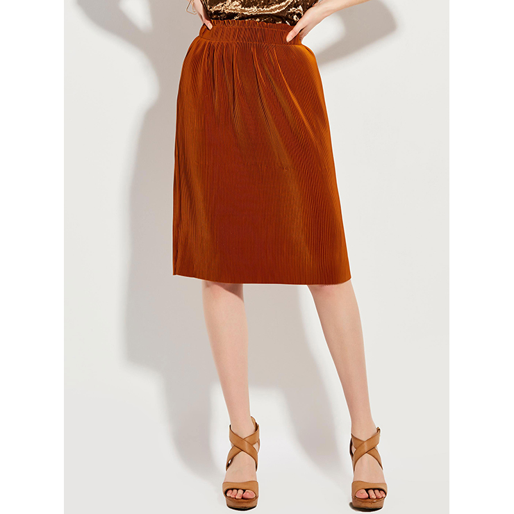 Fashion Women's Elastic Waist Knee Length Skirt N14924