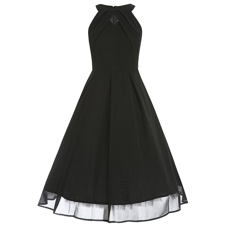Elegant Sleeveless Pleated Cocktail Party Little Black Dress N11588