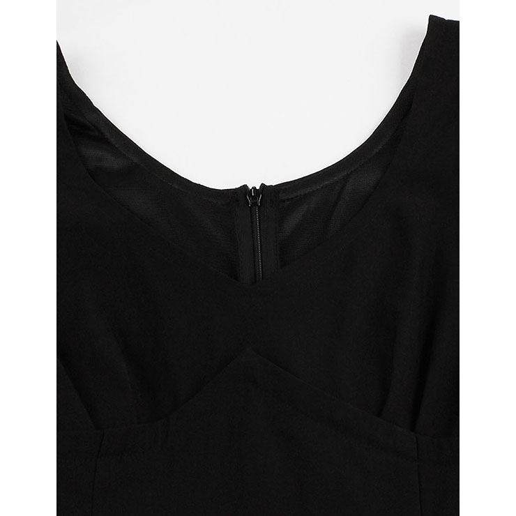 Long Length Sleeve Vintage Dresses, Vintage Black Dress for Women, Fashion Dresses for Women Cocktail Party, Casual Swing Dress, V Neck Swing Dress, Winter Vintage Dress, #N14576