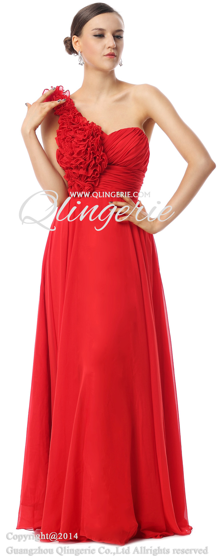 floral red gown