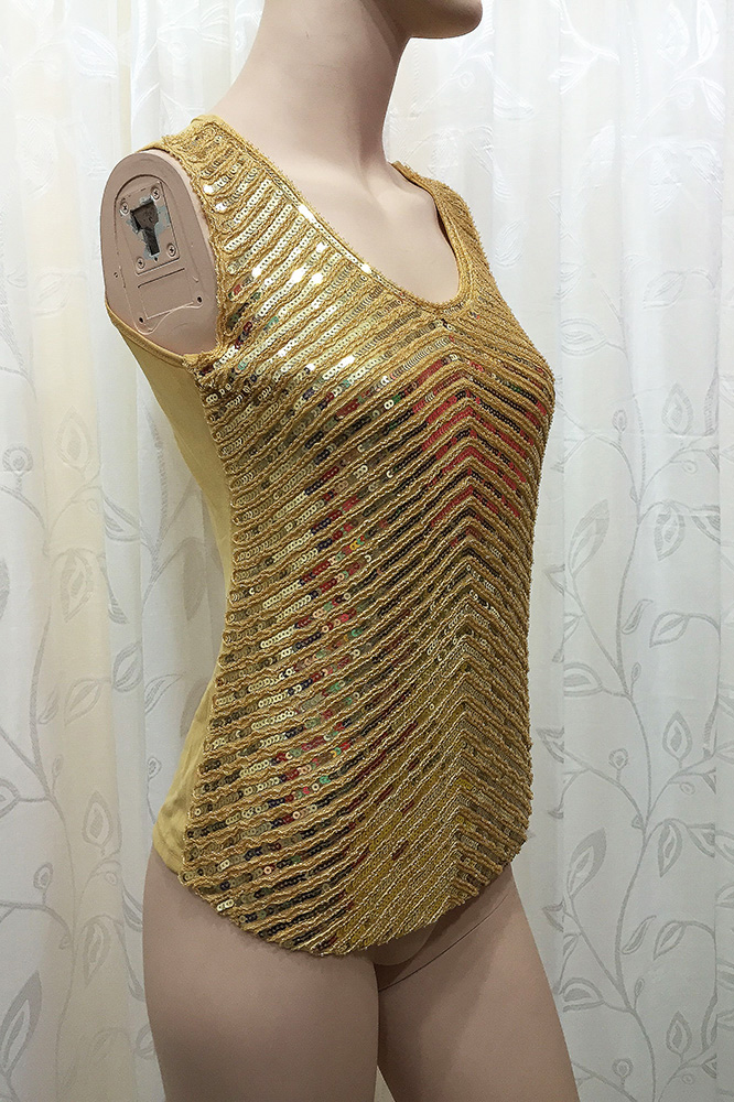 Fashion Gold Sequins Clubwear Tank Tops N11036