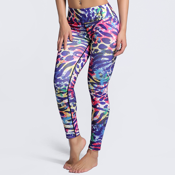 Classical Colorful Graffiti Print Yoga Pants, High Waist Tight Yoga Pants, Fashion Graffiti Printed Fitness Pants, Casual Stretchy Sport Leggings, Women