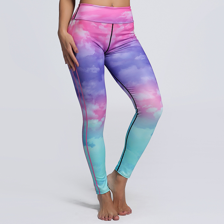Classical Colorful Yoga Workout Pants, High Waist Tight Yoga Pants, Fashion Colorful Fitness Pants, Casual Stretchy Sport Leggings, Women