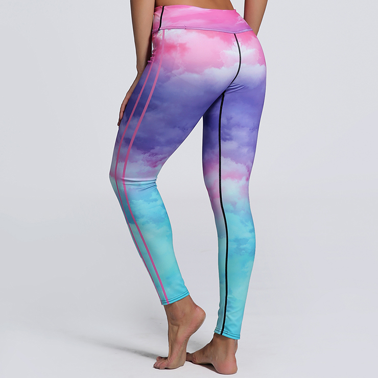 Classical Colorful Yoga Workout Pants, High Waist Tight Yoga Pants, Fashion Colorful Fitness Pants, Casual Stretchy Sport Leggings, Women