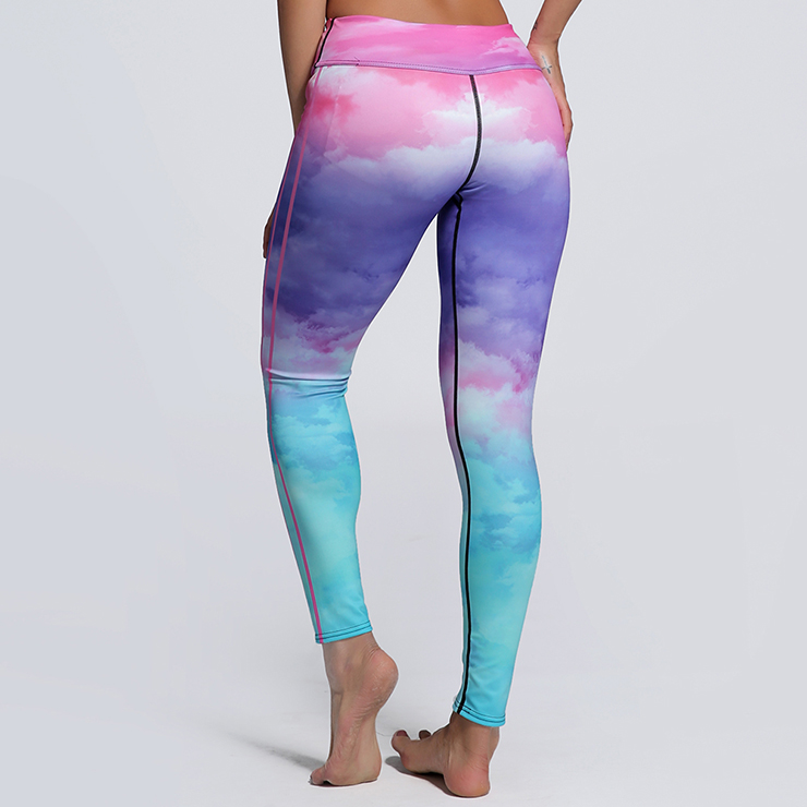 Classical Colorful Yoga Workout Pants, High Waist Tight Yoga Pants, Fashion Colorful Fitness Pants, Casual Stretchy Sport Leggings, Women