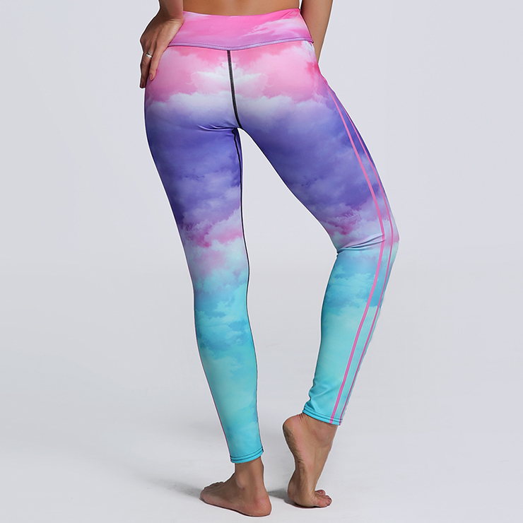 Classical Colorful Yoga Workout Pants, High Waist Tight Yoga Pants, Fashion Colorful Fitness Pants, Casual Stretchy Sport Leggings, Women