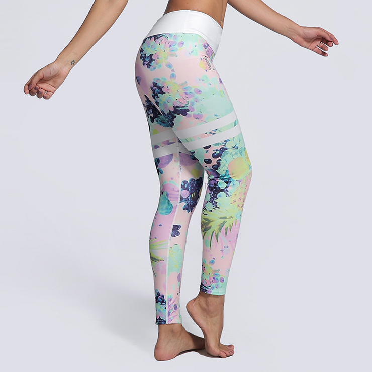 Classical Fruit Print Yoga Workout Pants, High Waist Tight Yoga Pants, Fashion Printed Fitness Pants, Casual Stretchy Sport Leggings, Women