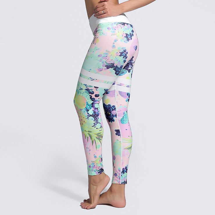 Classical Fruit Print Yoga Workout Pants, High Waist Tight Yoga Pants, Fashion Printed Fitness Pants, Casual Stretchy Sport Leggings, Women