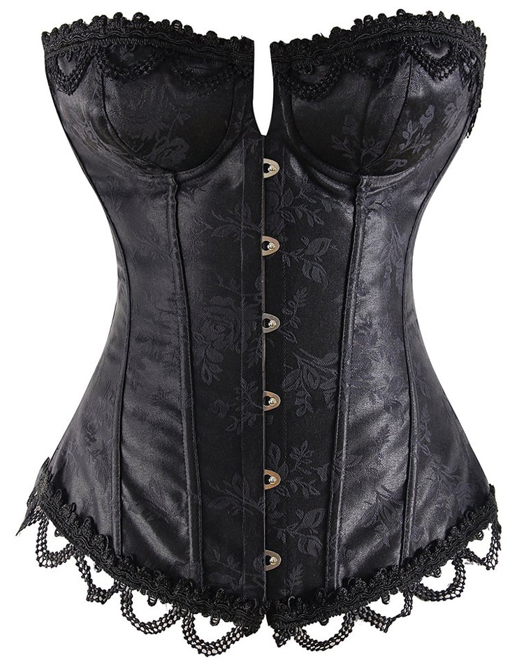 Fashion Sexy Black Jacquard Satin Corset N10007