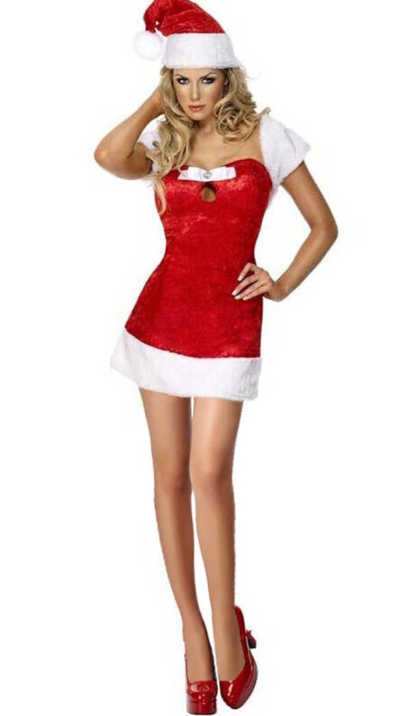 Fashion Sexy Girl Red Santa Christmas Costume Xt9837