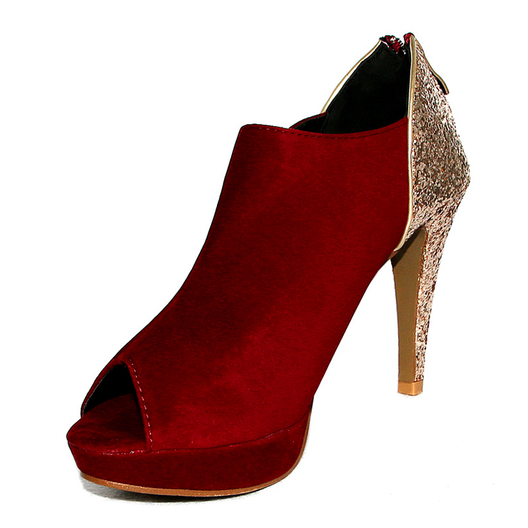 Fashion Sexy Red Peep Toe Heel Bling Boots SWB20278