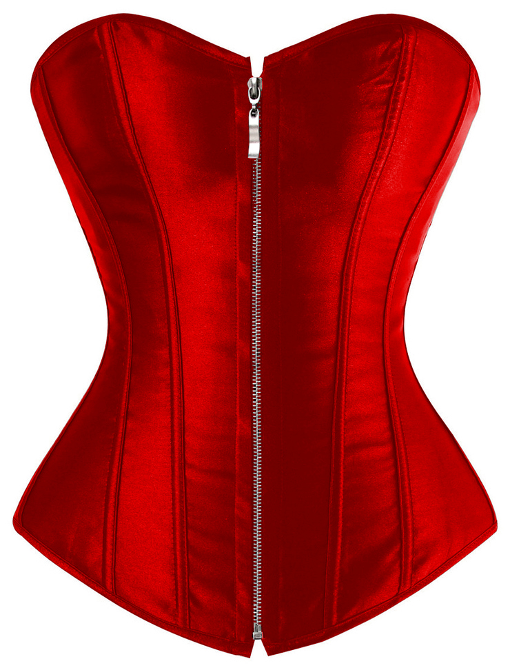 Fashion Women's Red Satin Zipper Body Shaper Corset N9910