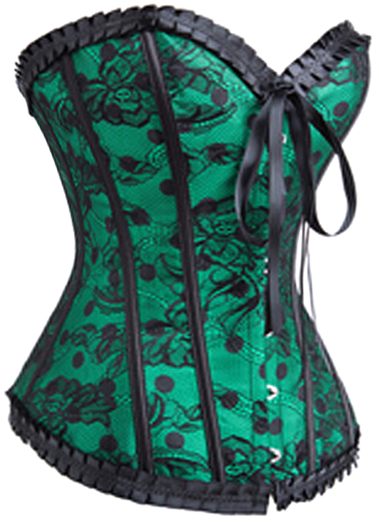 green floral corset