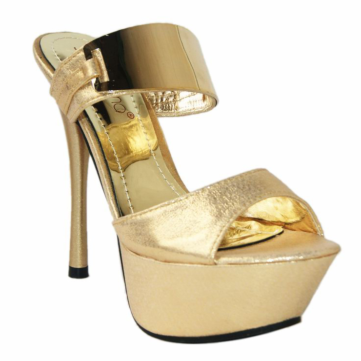 gold leather mule slippers