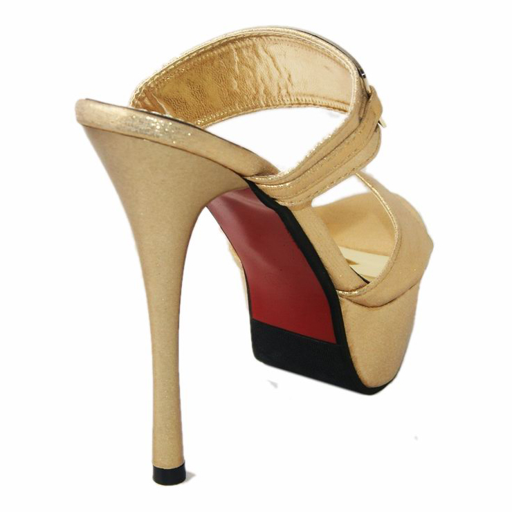 gold leather mule slippers