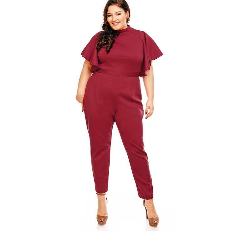 maroon jumpsuit plus size