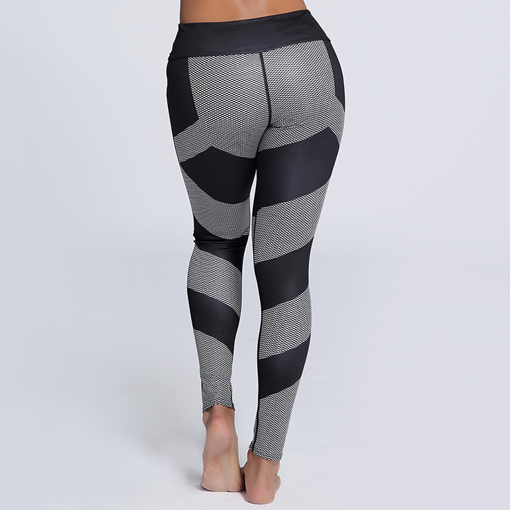 Classical Color Block Print Yoga Pants, High Waist Tight Yoga Pants, Fashion Color Block Print Fitness Pants, Casual Stretchy Sport Leggings, Women