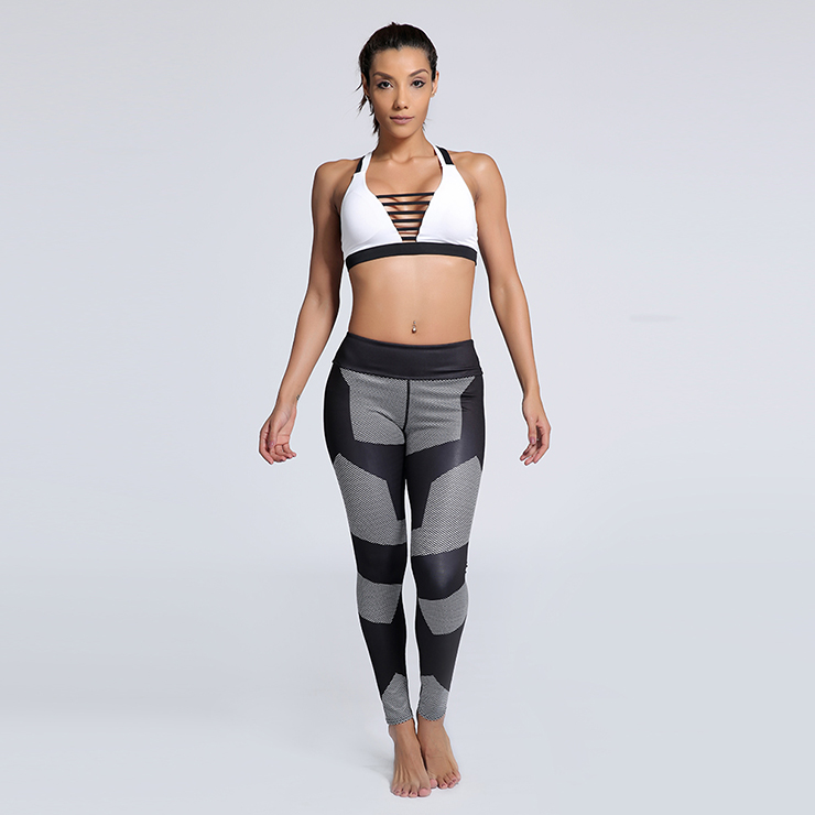 Classical Color Block Print Yoga Pants, High Waist Tight Yoga Pants, Fashion Color Block Print Fitness Pants, Casual Stretchy Sport Leggings, Women