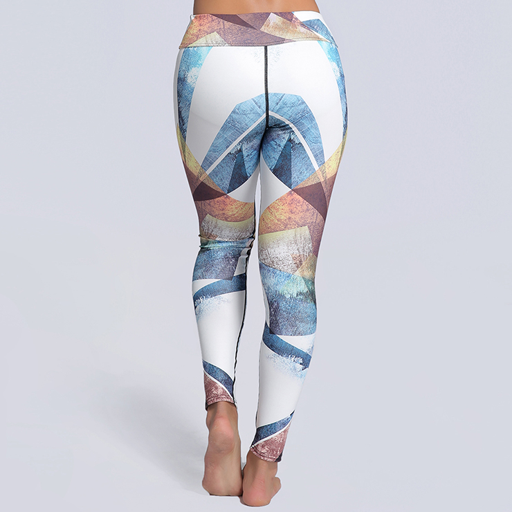 Classical Color Block Printed Yoga Pants, High Waist Tight Yoga Pants, Fashion Color Block Printed Fitness Pants, Casual Stretchy Sport Leggings, Women