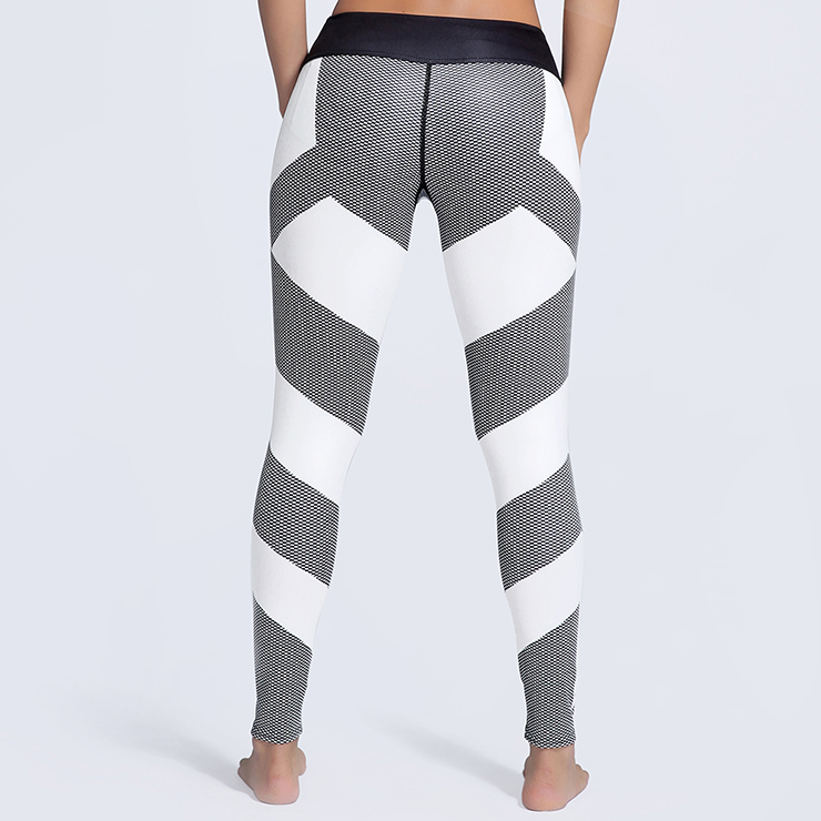 Classical Color Block Printed Yoga Pants, High Waist Tight Yoga Pants, Fashion Color Block Printed Fitness Pants, Casual Stretchy Sport Leggings, Women