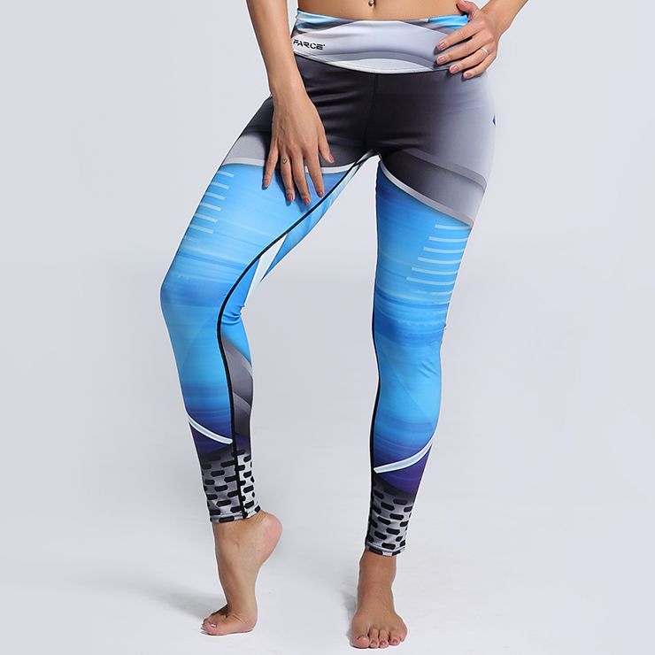 Women's Casual High Waist Color Gradient Print Sports Leggings Yoga Fitness Pants L16157