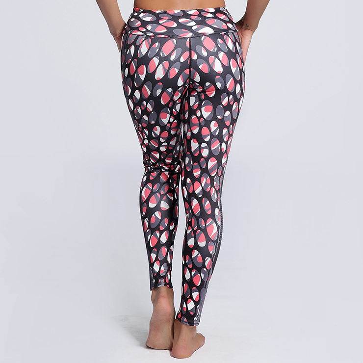 Classical Colorful Ellipse Print Yoga Pants, High Waist Tight Yoga Pants, Fashion Colorful Ellipse Print Fitness Pants, Casual Stretchy Sport Leggings, Women