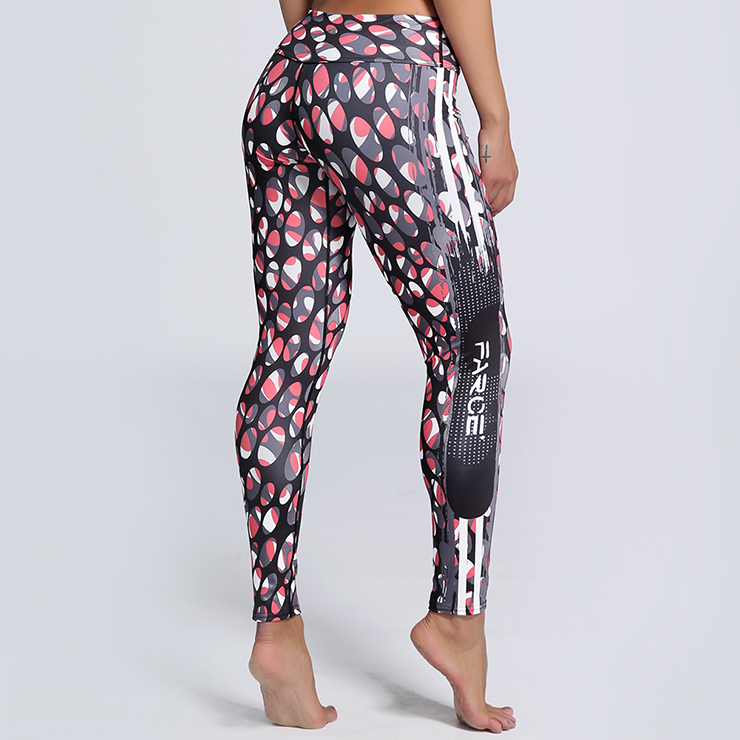 Classical Colorful Ellipse Print Yoga Pants, High Waist Tight Yoga Pants, Fashion Colorful Ellipse Print Fitness Pants, Casual Stretchy Sport Leggings, Women