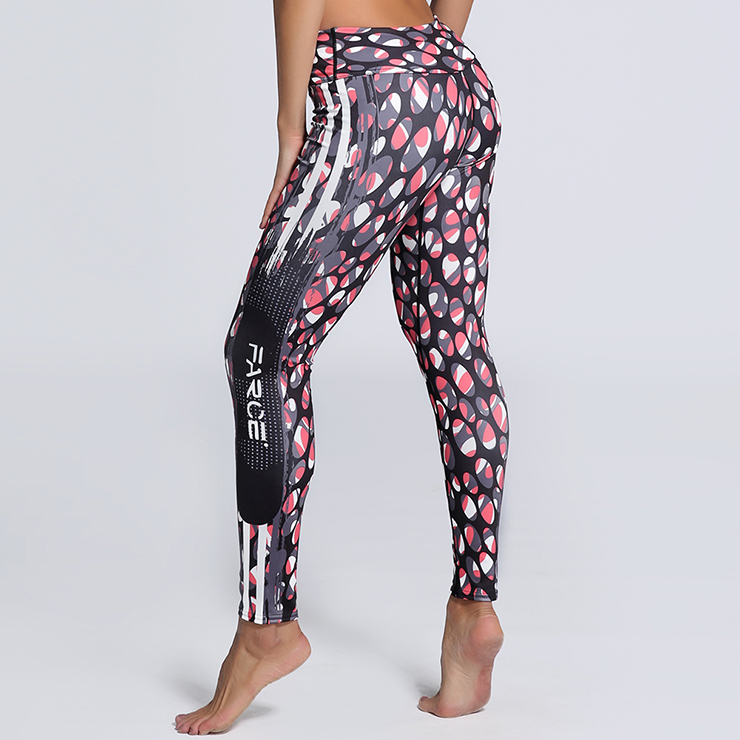 Classical Colorful Ellipse Print Yoga Pants, High Waist Tight Yoga Pants, Fashion Colorful Ellipse Print Fitness Pants, Casual Stretchy Sport Leggings, Women