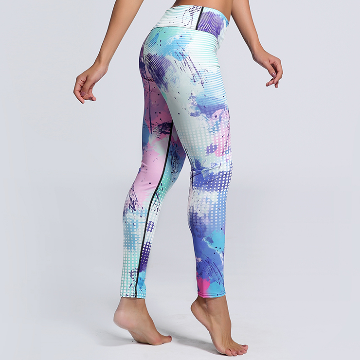 Classical Multicolor Graffiti Print Yoga Pants, High Waist Tight Yoga Pants, Fashion Colorful Graffiti Print Fitness Pants, Casual Stretchy Sport Leggings, Women