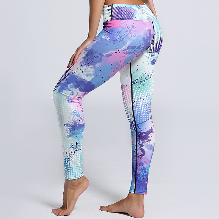 Classical Multicolor Graffiti Print Yoga Pants, High Waist Tight Yoga Pants, Fashion Colorful Graffiti Print Fitness Pants, Casual Stretchy Sport Leggings, Women