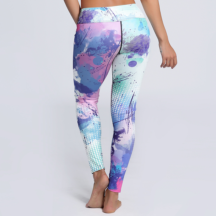 Classical Multicolor Graffiti Print Yoga Pants, High Waist Tight Yoga Pants, Fashion Colorful Graffiti Print Fitness Pants, Casual Stretchy Sport Leggings, Women