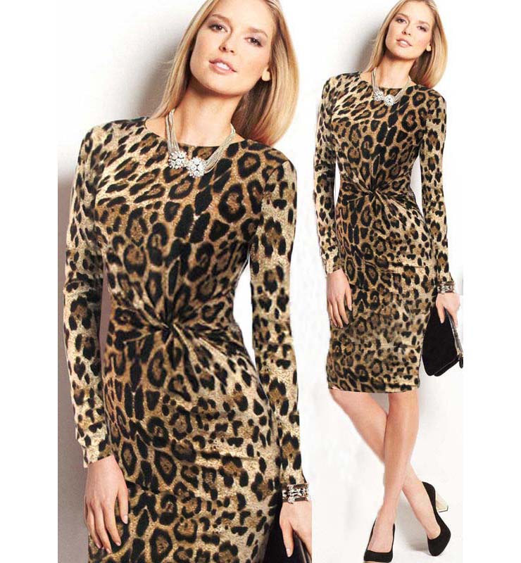 knee length leopard print dress