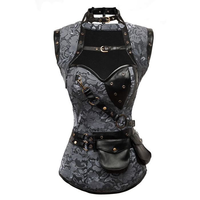 Lace Overlay Steampunk Corset with Jacket N8980