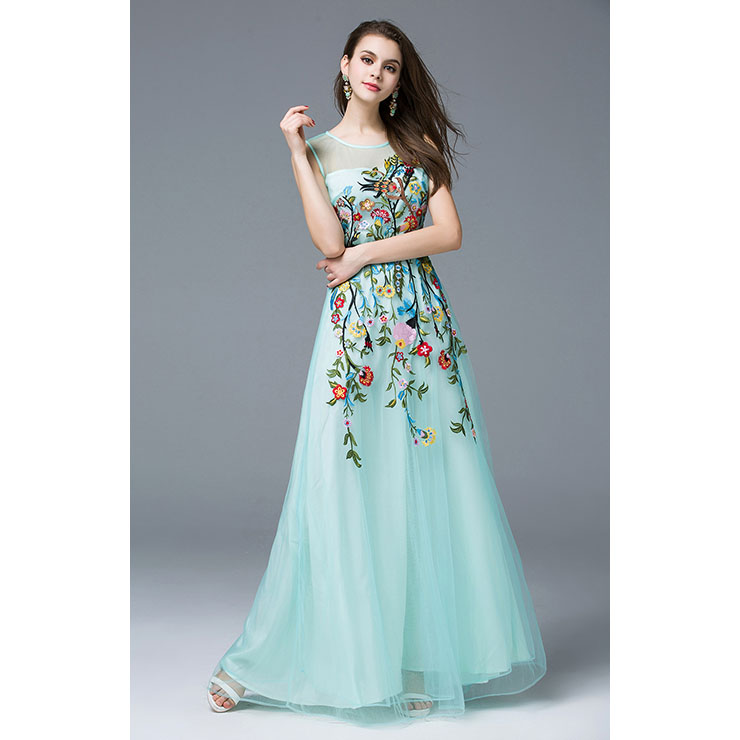 Blue Chiffon Maxi Dress