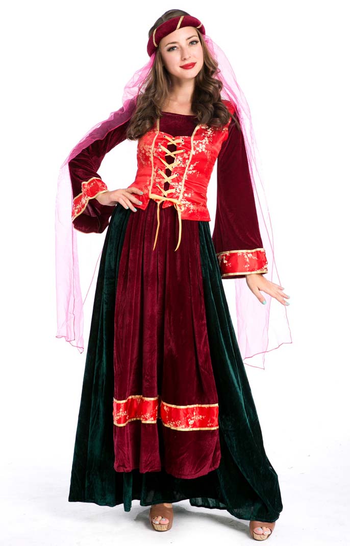 Gypsy Queen Costume, Sexy Halloween Cosplay Costume, Medieval Royal Fancy Costume, #N10949
