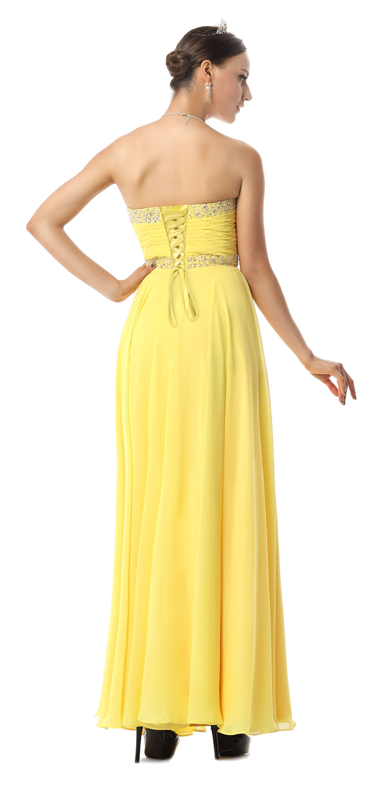 yellow floor length gown