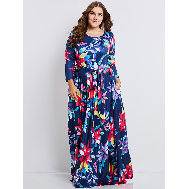 long sleeve floral dress plus size