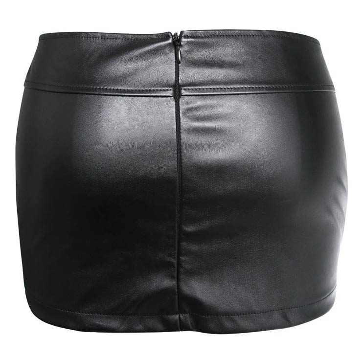 Fashion Faux Leather Skirt, Cheap Black Skirt, Punk Style Skirt, Women