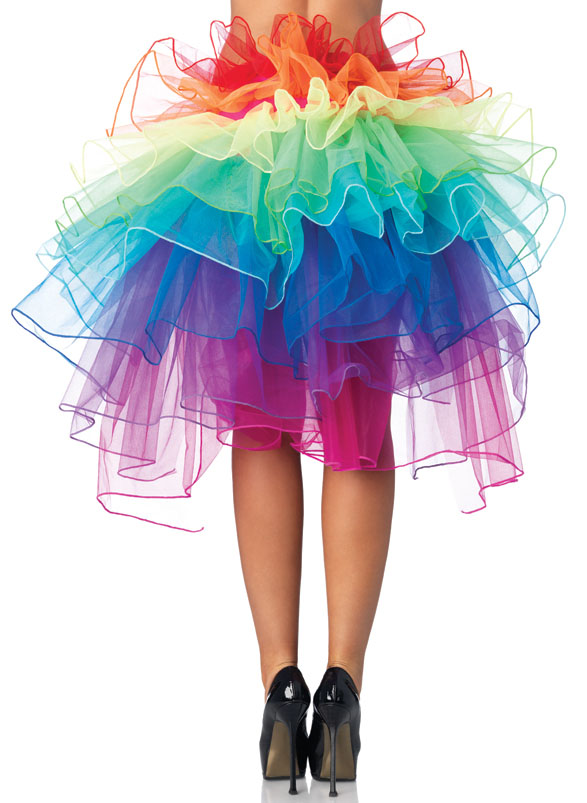 Rainbow Bustle Skirt, Rainbow Dance Skirt, Rainbow Tail Layered Organza Skirt, #N9132
