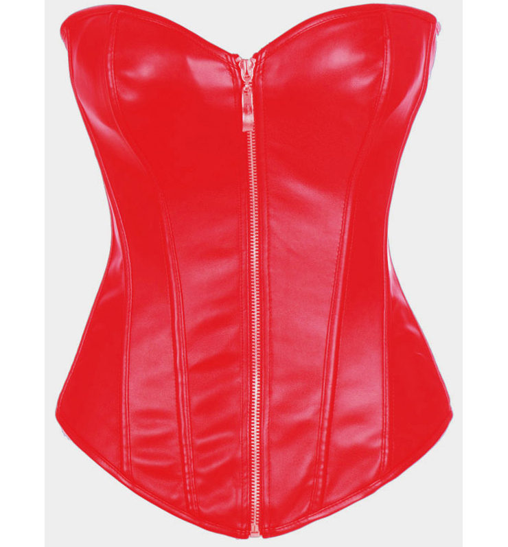 Red Leather Zipper Corset N5080
