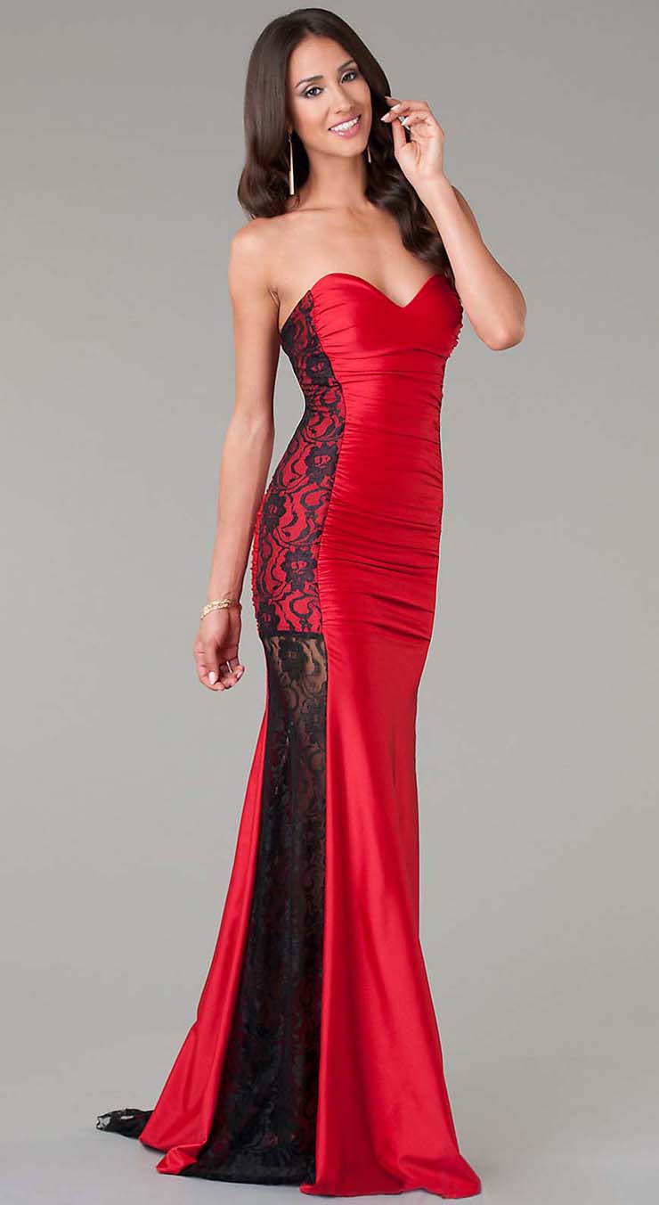 red lace formal gown