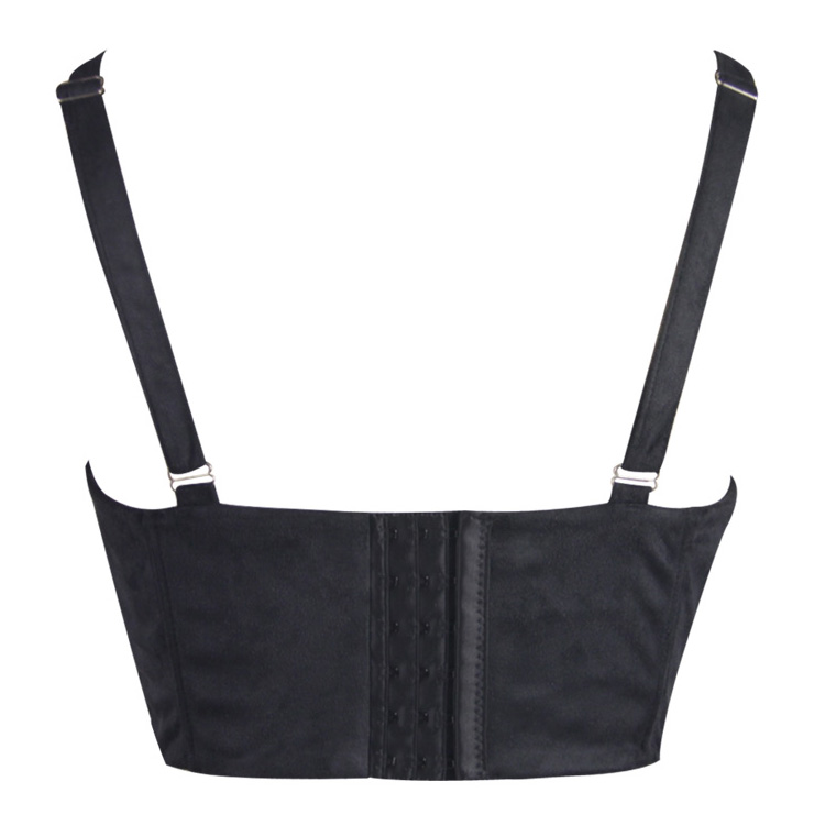 Sexy Black Elastic Grinding Wool Bustier Bra N9994