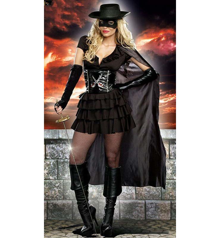 Sexy DoubleEdge Diva Mask Of Zorro Halloween Costume N9800