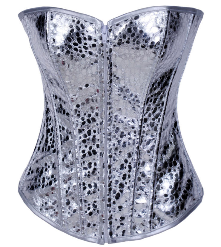 silver sequin corset top