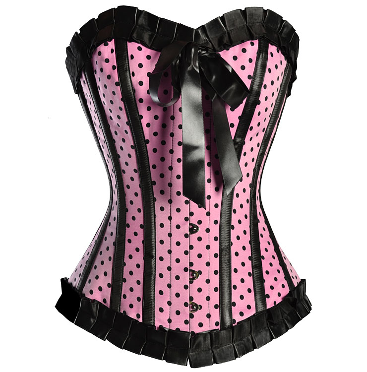 Pink Burlesque Polka Dot Corset Cb