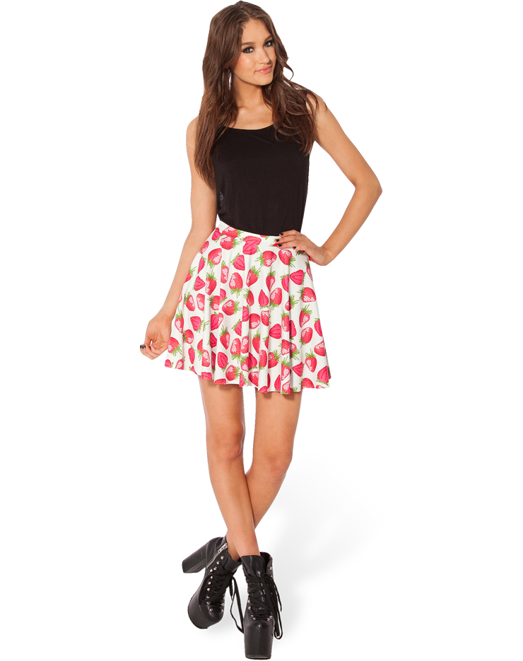 Strawberries and Cream Skater Skirt, Strawberries Skater Skirt, Strawberries & Cream Skirt, #N7991