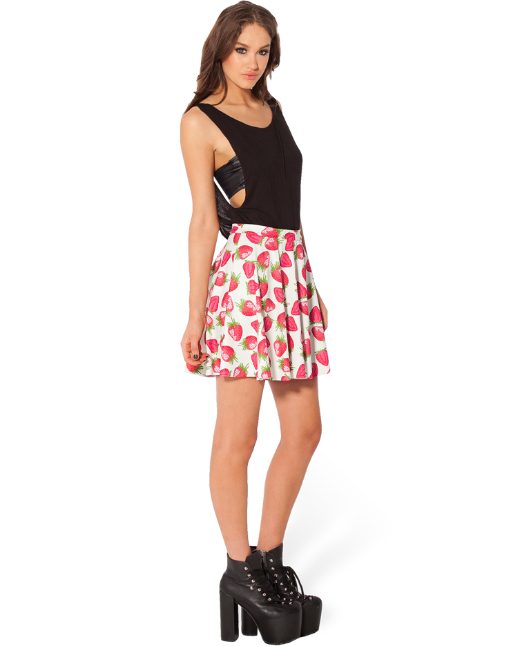 Strawberries and Cream Skater Skirt, Strawberries Skater Skirt, Strawberries & Cream Skirt, #N7991